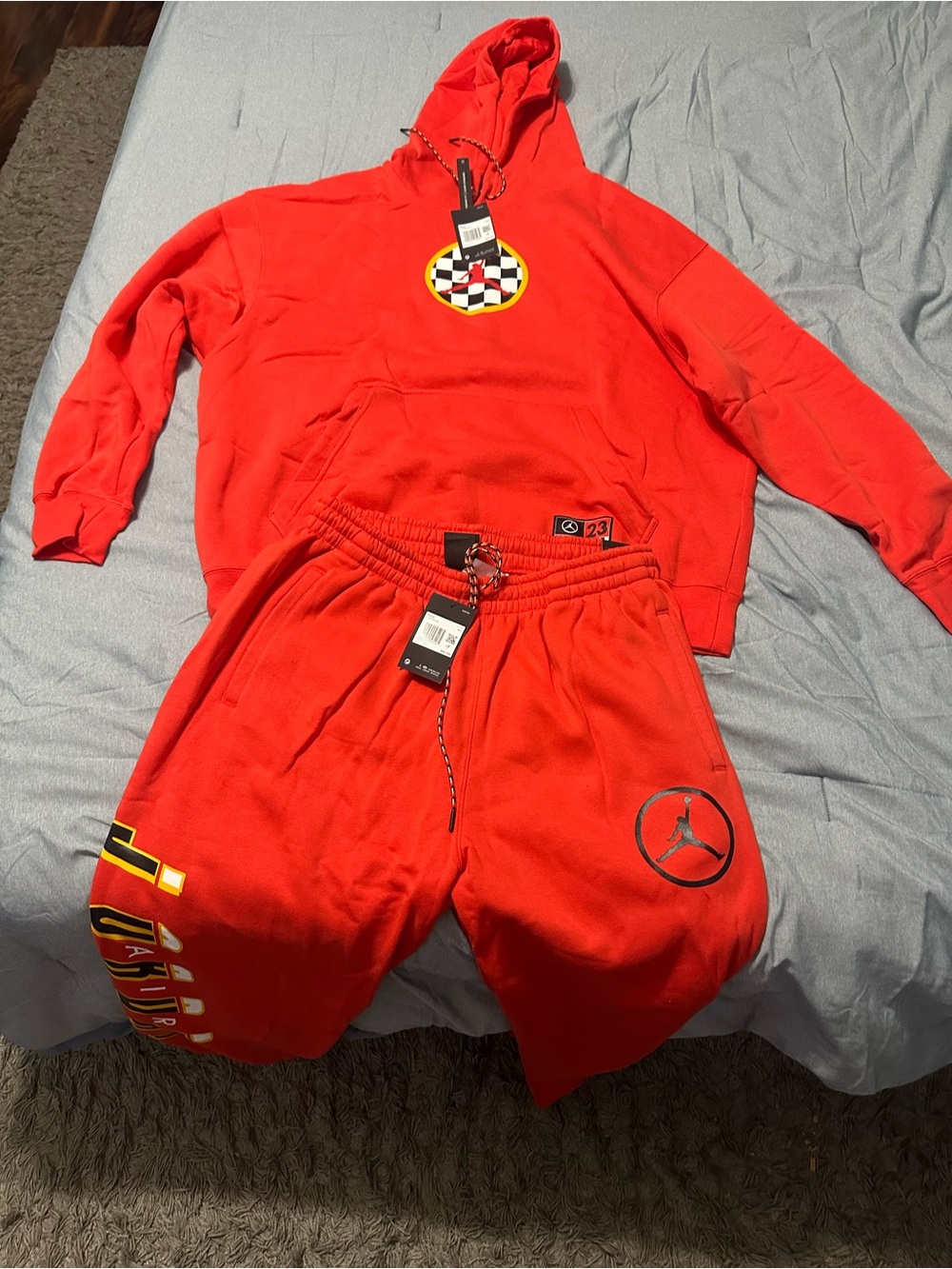 Jordan Red Hoodie and Shorts Set with Jumpman Detail